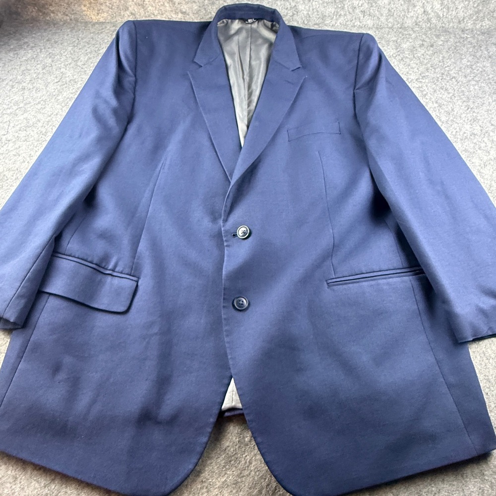 Haggar Mens 50R Tailored Fit Travel Performance Suit Jacket Navy Blue Blazer